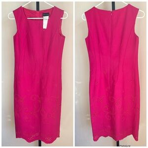 Rena Lange Pink Scallop Embroidered Dress size 4 Career